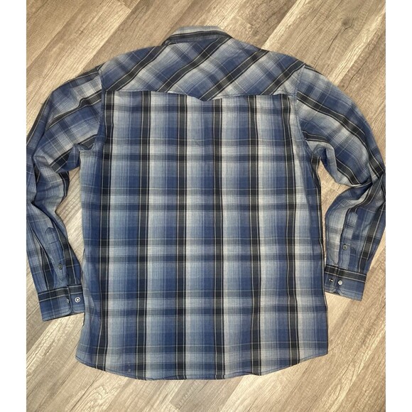 GC Blue Vintage Collection Mens M Western Shirts Lot/2 Blue Plaid Pearl Snap LS - Picture 6 of 8